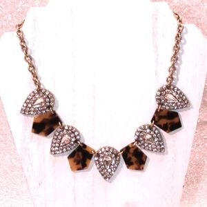 Vintage J. Crew Rhinestone and Tortoise Shell Statement Necklace